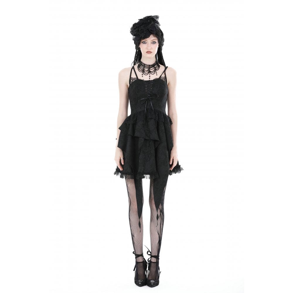 Darkinlove Women's Gothic Irregular Ruffled Layered Slip Dress