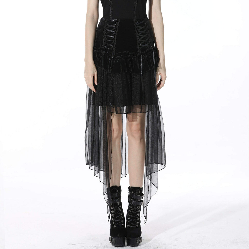 Darkinlove Women's Gothic Irregular Splice Black Skirt