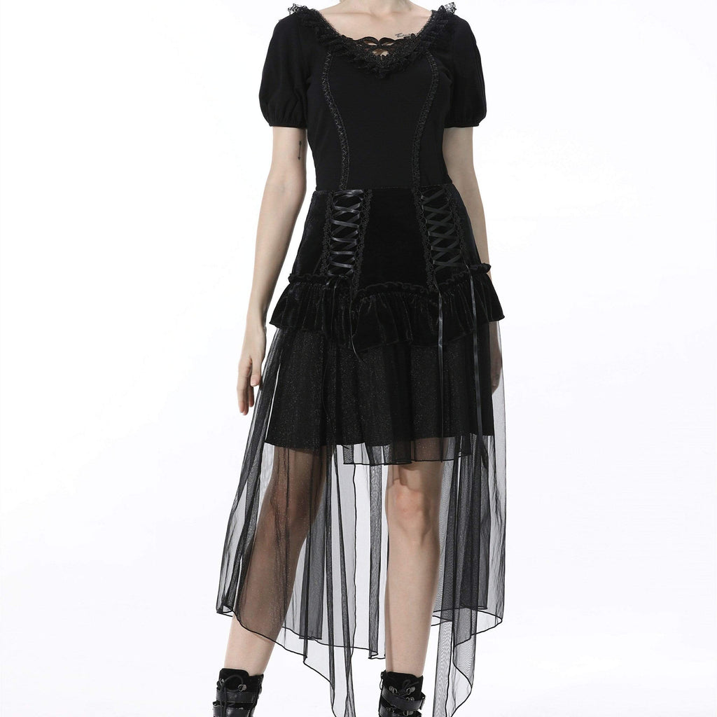 Darkinlove Women's Gothic Irregular Splice Black Skirt