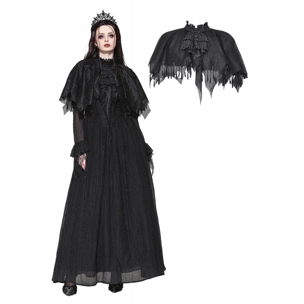 Darkinlove Women's Gothic Irregular Tassels Cape with Neckwear