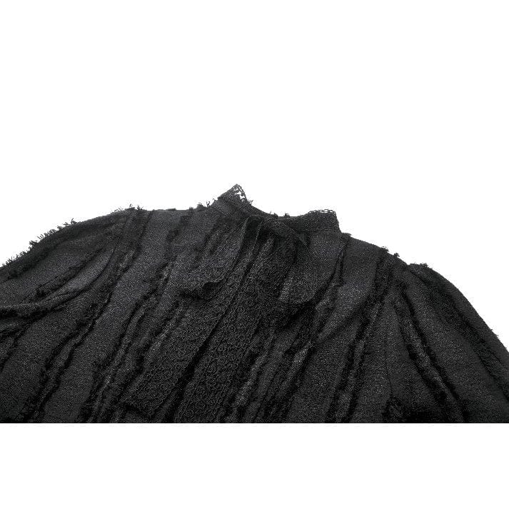 Darkinlove Women's Gothic Irregular Unedged Puff Sleeved Shirt