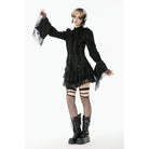 Darkinlove Women's Gothic Irregular Unedged Puff Sleeved Shirt