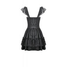 Darkinlove Women's Gothic Jacquard Bowknot Lace Ruffled Dress