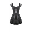 Darkinlove Women's Gothic Jacquard Bowknot Lace Ruffled Dress