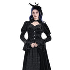 Darkinlove Women's Gothic Jacquard Cutout Buckle Strap Bell Sleeve Top