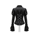 Darkinlove Women's Gothic Jacquard Cutout Buckle Strap Bell Sleeve Top