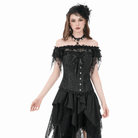 Darkinlove Women's Gothic Jacquard Decal Lace-up Overbust Corset