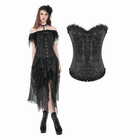Darkinlove Women's Gothic Jacquard Decal Lace-up Overbust Corset