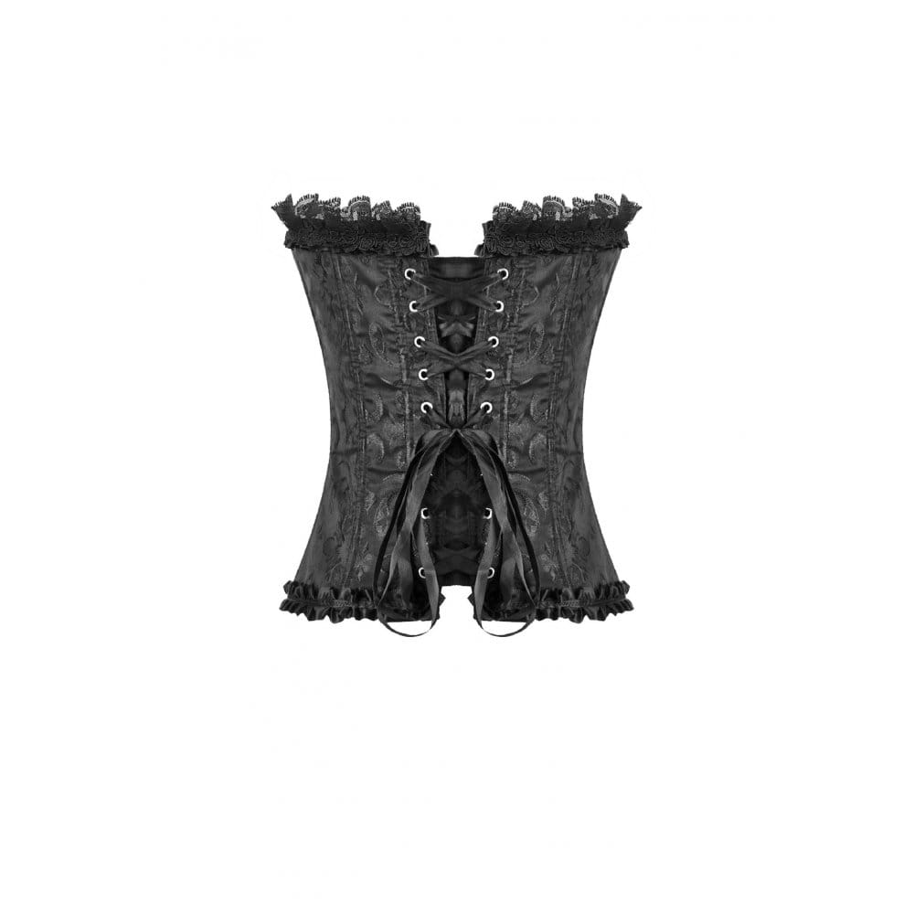 Darkinlove Women's Gothic Jacquard Decal Lace-up Overbust Corset