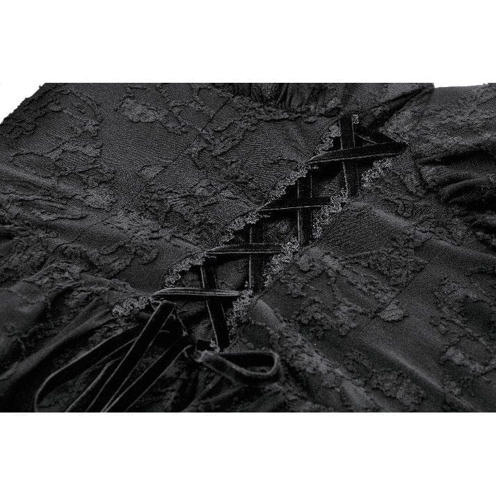 Darkinlove Women's Gothic Jacquard Floral Lace Sleeved Dress