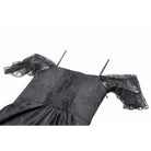 Darkinlove Women's Gothic Jacquard Lace-up Off Shoulder Slip Dress