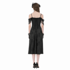 Darkinlove Women's Gothic Jacquard Lace-up Off Shoulder Slip Dress