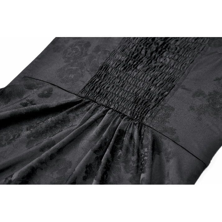 Darkinlove Women's Gothic Jacquard Lace-up Off Shoulder Slip Dress