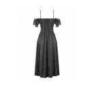 Darkinlove Women's Gothic Jacquard Lace-up Off Shoulder Slip Dress