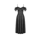 Darkinlove Women's Gothic Jacquard Lace-up Off Shoulder Slip Dress