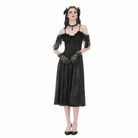 Darkinlove Women's Gothic Jacquard Lace-up Off Shoulder Slip Dress