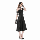 Darkinlove Women's Gothic Jacquard Lace-up Off Shoulder Slip Dress
