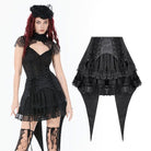 Darkinlove Women's Gothic Jacquard Layered Lace Swallowtail Skirt