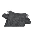 Darkinlove Women's Gothic Jacquard Rose Cutout Short Sleeve Shirt
