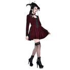 Darkinlove Women's Gothic Lace Applique Cutout Velvet Short Dress