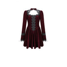 Darkinlove Women's Gothic Lace Applique Cutout Velvet Short Dress