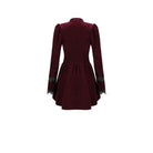 Darkinlove Women's Gothic Lace Applique Cutout Velvet Short Dress