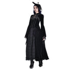Darkinlove Women's Gothic Lace Applique Flare Sleeve Velvet Cape