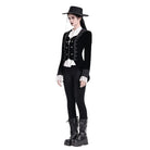 Darkinlove Women's Gothic Lace Applique Lapel Zipper Tailcoat Jacket