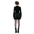 Darkinlove Women's Gothic Lace Applique Mock Neck Bishop Sleeve Velvet Short Dress