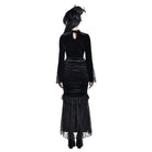 Darkinlove Women's Gothic Lace Applique Mock Neck Flare Sleeve Velvet Top