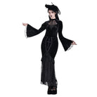 Darkinlove Women's Gothic Lace Applique Mock Neck Flare Sleeve Velvet Top