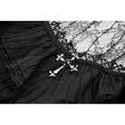 Darkinlove Women's Gothic Lace Cross Ruffled Short Sleeved Dress