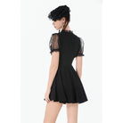 Darkinlove Women's Gothic Lace Cross Ruffled Short Sleeved Dress