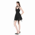 Darkinlove Women's Gothic Lace Embroidered V-Neck Asymmetric Slip Dress