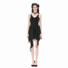 Darkinlove Women's Gothic Lace Embroidered V-Neck Asymmetric Slip Dress
