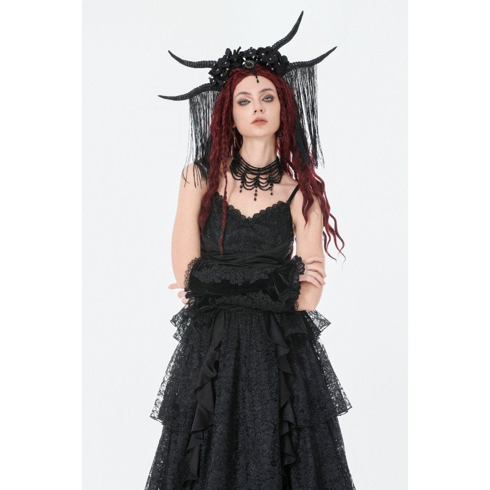 Darkinlove Women's Gothic Lace Embroidered Velvet Arm Sleeves