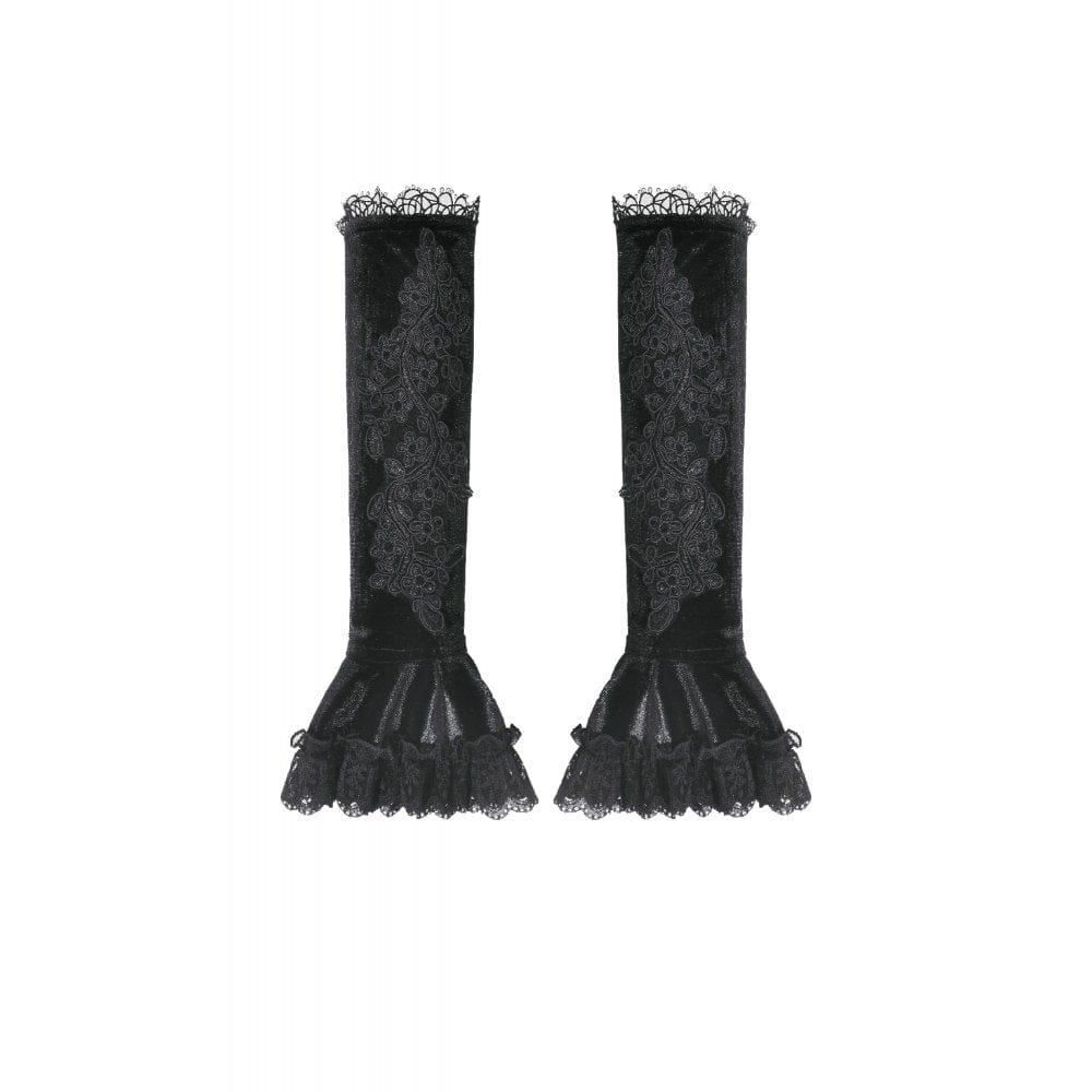 Darkinlove Women's Gothic Lace Embroidered Velvet Arm Sleeves