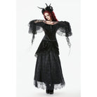 Darkinlove Women's Gothic Lace Floral Tassel Maxi Skirt