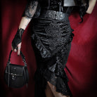 Darkinlove Women's Gothic Lace Hem Jacquard Dovetail Wrap Skirt