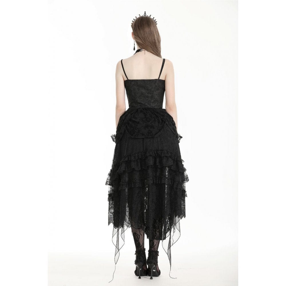 Darkinlove Women's Gothic Lace High/Low Gown Slip Dress