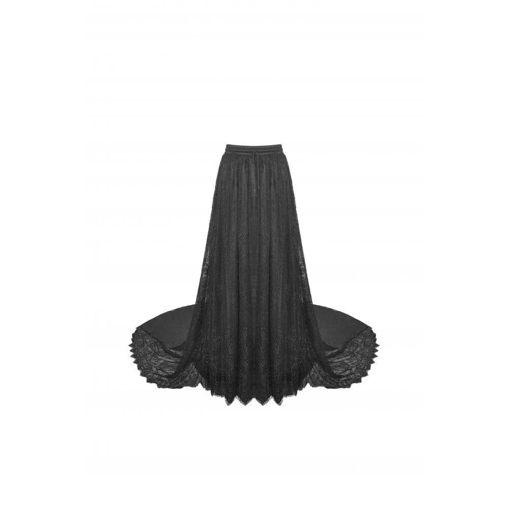 Darkinlove Women's Gothic Lace Layered Draggle-tailed Skirt