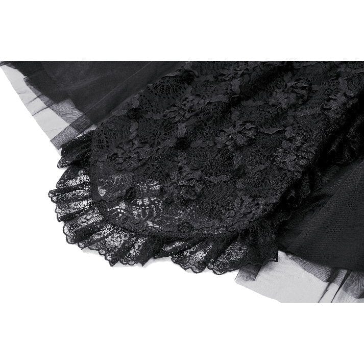 Darkinlove Women's Gothic Lace Mesh Long Skirt