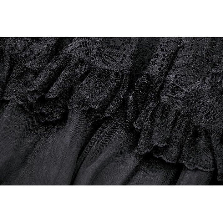 Darkinlove Women's Gothic Lace Mesh Long Skirt