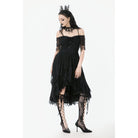 Darkinlove Women's Gothic Lace Off-Shoulder Tassels Dress