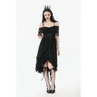 Darkinlove Women's Gothic Lace Off-Shoulder Tassels Dress