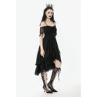 Darkinlove Women's Gothic Lace Off-Shoulder Tassels Dress