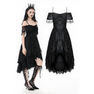Darkinlove Women's Gothic Lace Off-Shoulder Tassels Dress