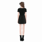 Darkinlove Women's Gothic Lace Patchwork Lace-up Square-cut Collar Dress