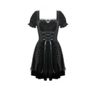 Darkinlove Women's Gothic Lace Patchwork Lace-up Square-cut Collar Dress