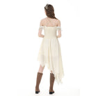 Darkinlove Women's Gothic Lace Patchwork Ruffled Asymmetric Off Shoulder Dress
